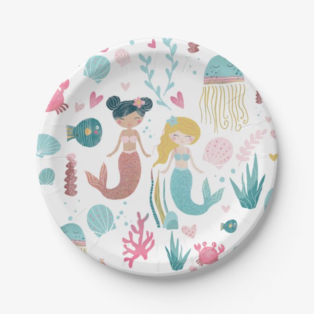 Plato De Papel Sirenita caprichosa / Placas Fiestas / Fiesta Chic (Anverso)