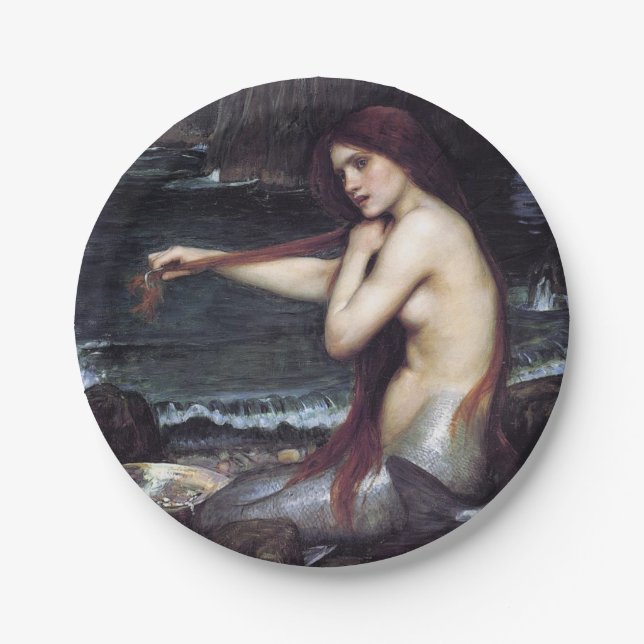 Plato De Papel Sirenita en la playa (Anverso)