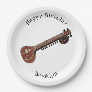 Plato De Papel Sitar personalizado ilustracion