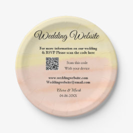 Plato De Papel sitio web de boda añadir código Q R escanear añadi