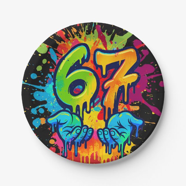 Plato De Papel Six Seven Girl Birthday Paper Plate (Anverso)