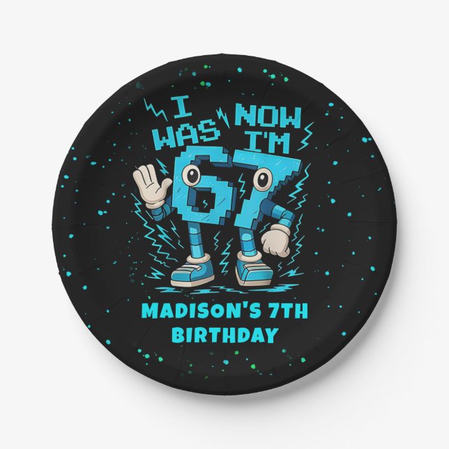Plato De Papel Six Seven Pixel Meme Birthday Paper Plate (Anverso)