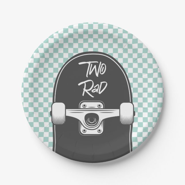 Plato De Papel Skateboard dos rad 2º Birthday Paper Plates (Anverso)