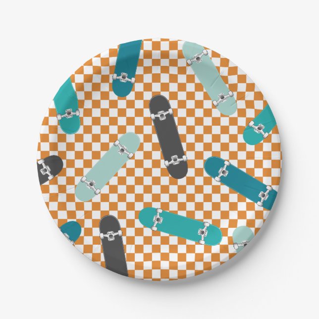Plato De Papel Skateboard Vamos a Patinar Cumpleaños (Anverso)