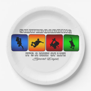 Plato De Papel Skateboarding fresco es una manera de vida
