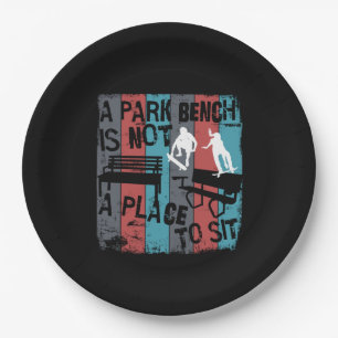 Plato De Papel Skateboarding - Skateboarder Funny Park Bench
