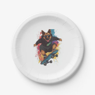 Plato De Papel Skater Shepherd � Guay Skateboard Dog