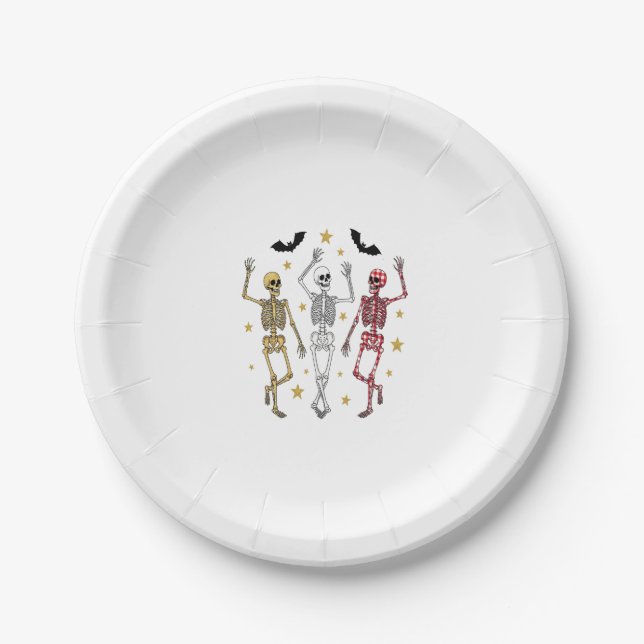 Plato De Papel Skeleton Dancing Halloween (Anverso)