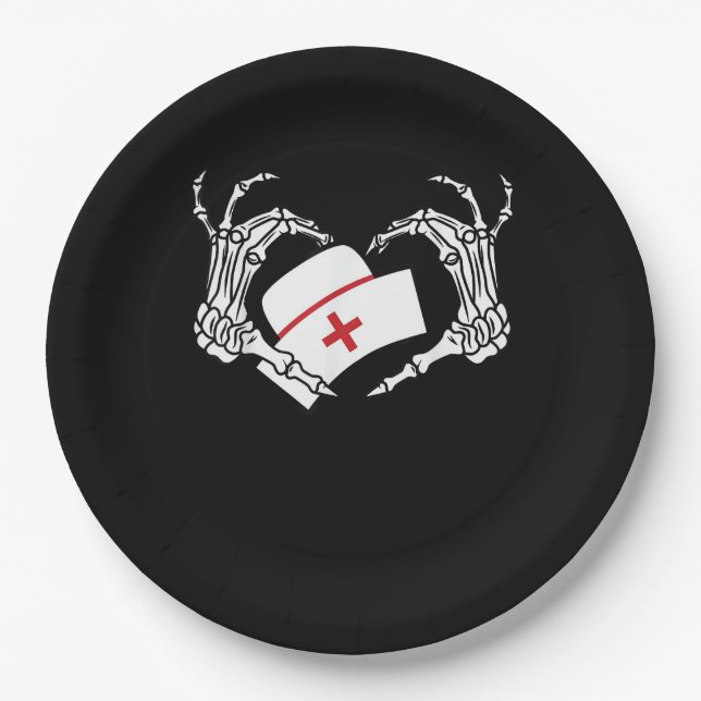 Plato De Papel Skeleton Hand Heart Lazy Diy Halloween Costume Nur (Anverso)