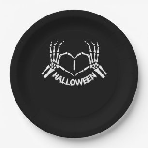 Plato De Papel Skeleton Hand Heart Lazy Halloween Disstume Funny