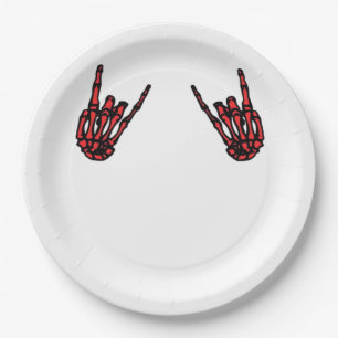 Plato De Papel Skeleton Hand Heart Roll & Red Classic