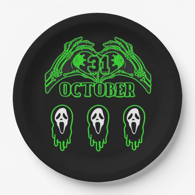 Plato De Papel Skeleton Hands Classic Design (Anverso)