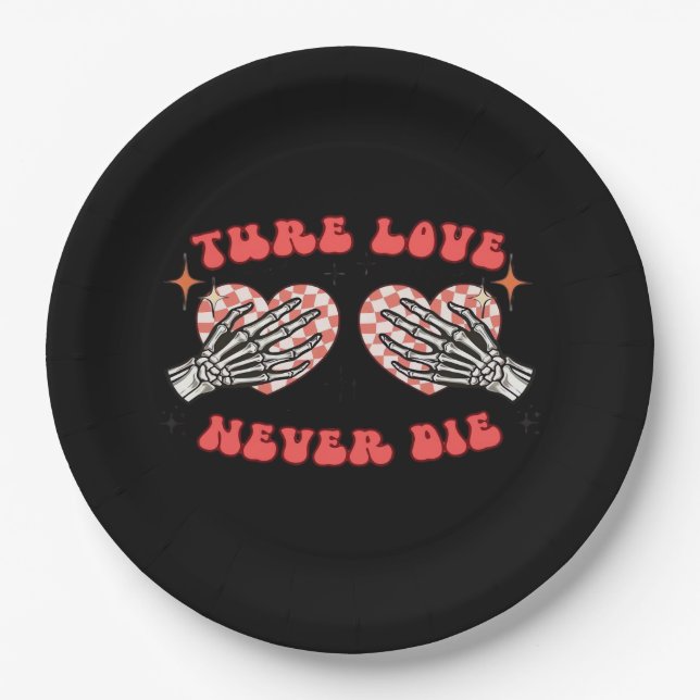 Plato De Papel Skeleton Hands Heart Design Classic (Anverso)
