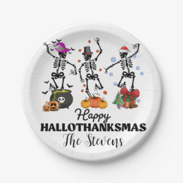 Plato De Papel Skeleton Happy Hallothanksmas