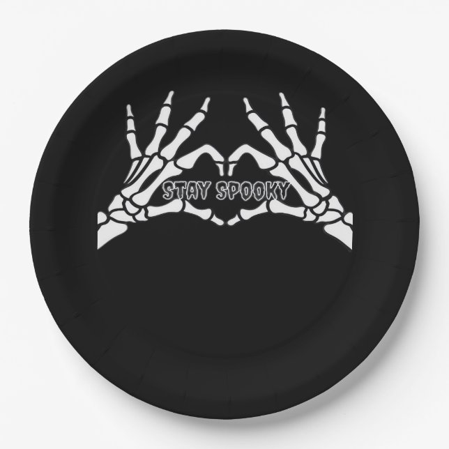 Plato De Papel Skeleton Heart And Hands Classic Design (Anverso)