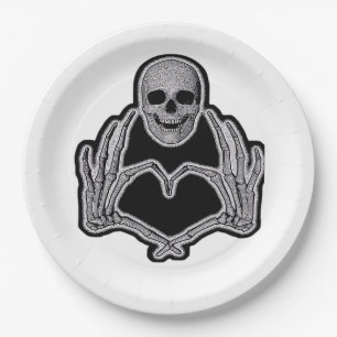 Plato De Papel Skeleton Heart Hands Classic