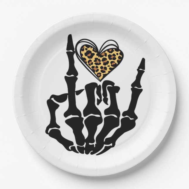 Plato De Papel Skeleton Heart Hands Classic (Anverso)