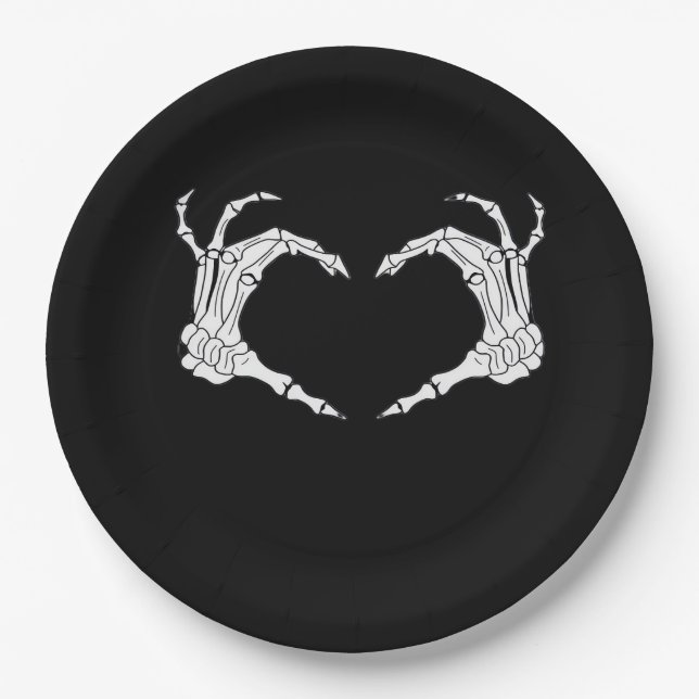 Plato De Papel Skeleton Heart Hands Classic (Anverso)