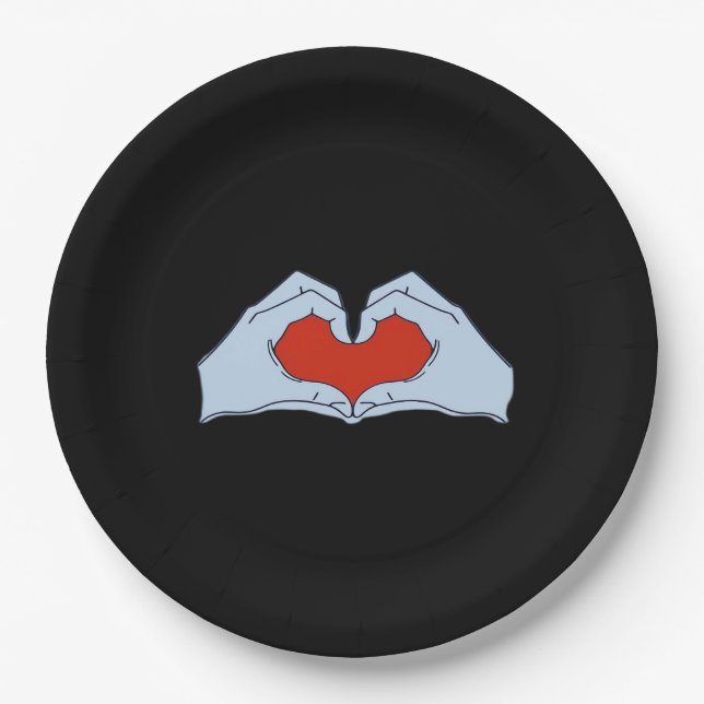 Plato De Papel Skeleton Heart Hands Classic & Basic Halloween (Anverso)