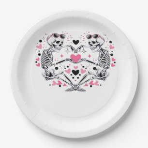 Plato De Papel Skeleton Heart Hands Classic Viral