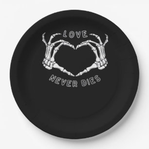 Plato De Papel Skeleton Heart Hands Funny y Classic