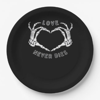 Plato De Papel Skeleton Heart Hands Funny y Classic