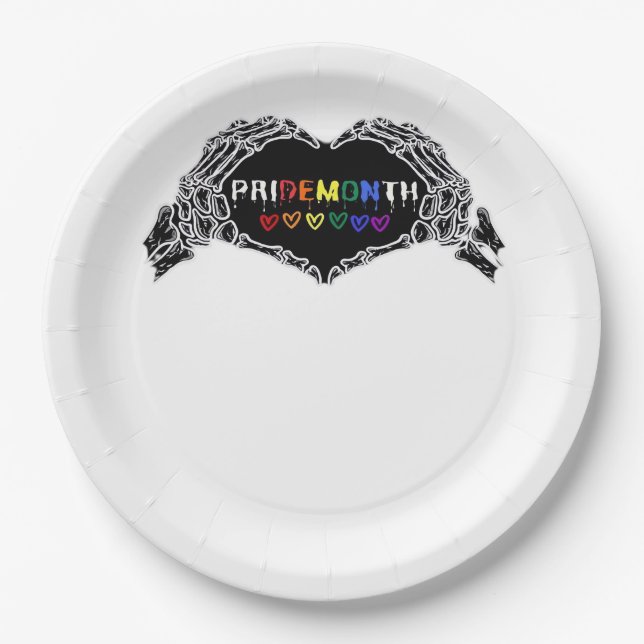 Plato De Papel Skeleton Heart Hands LGBTQIA (Anverso)
