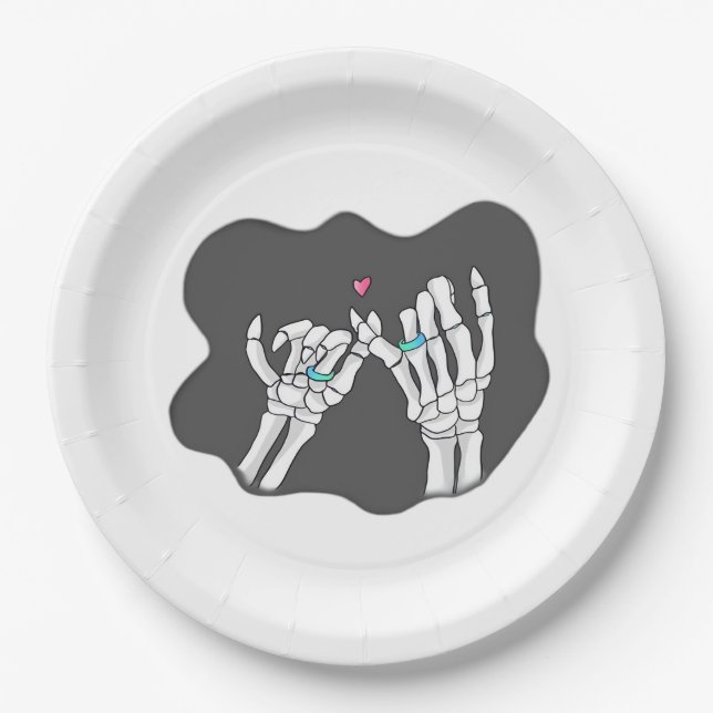 Plato De Papel Skeleton Heart Hands Promise (Anverso)