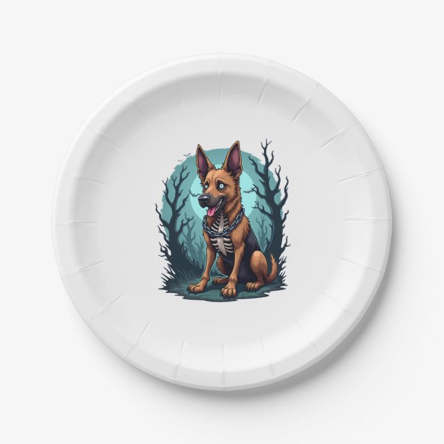 Plato De Papel Skeleton Shepherd Dog (Anverso)