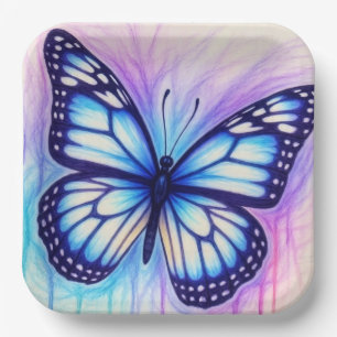 Plato De Papel Sketch de mariposa