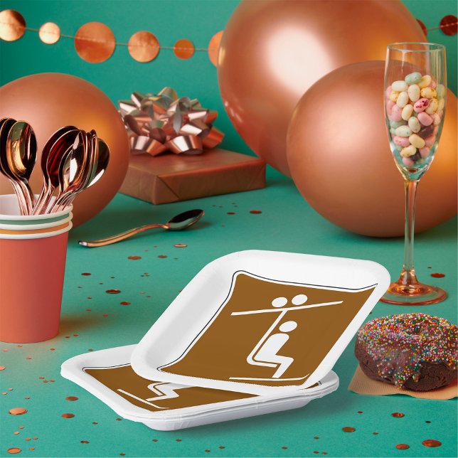 Plato De Papel Ski Lift Symbol Rustic Winter Sports Icon (Subido por el creador)