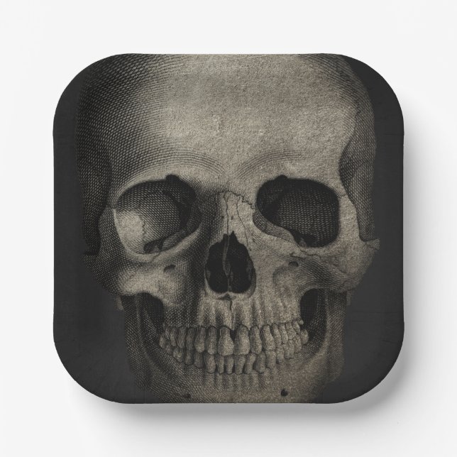 Plato De Papel Skulkl de la fiesta de Halloween para adultos (Anverso)