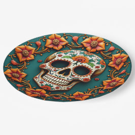 Plato De Papel 💀 🎉 Skull & Serve, el Día de los Muertos