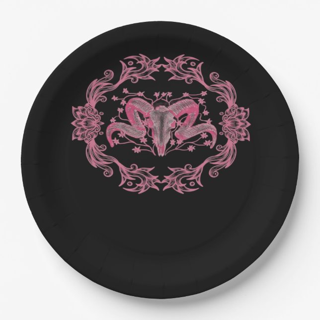 Plato De Papel Skull Whimsigoth Estética (Anverso)