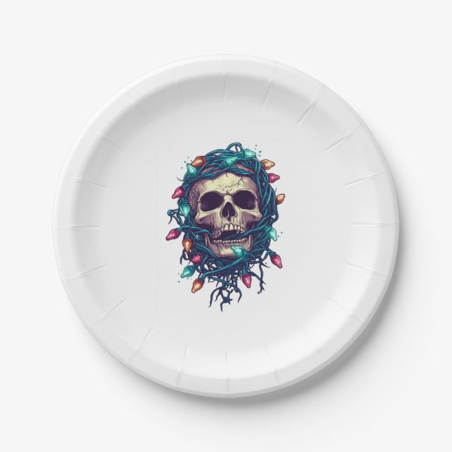 Plato De Papel Skullmas enmarañadas � divertida edición de Navida (Anverso)