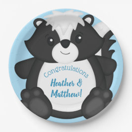 Plato De Papel Skunk Baby Shower Blue