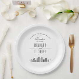 Plato De Papel Skyline Deco de Houston | Evento Boda