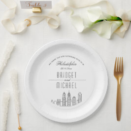 Plato De Papel Skyline Philadelphia Deco | Evento Boda