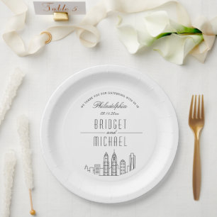 Plato De Papel Skyline Philadelphia Deco   Evento Boda
