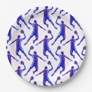 Plato De Papel Slam Dunk, jugador de baloncesto, diseño rojo y a