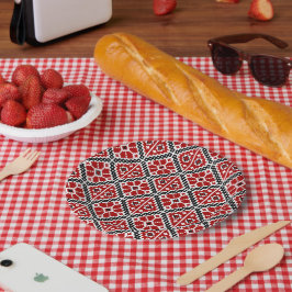 Plato De Papel Slavic Ethnic Embroidery, Balkan Traditional