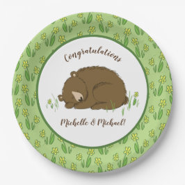 Plato De Papel Sleeping Bear Baby Shower Woodland