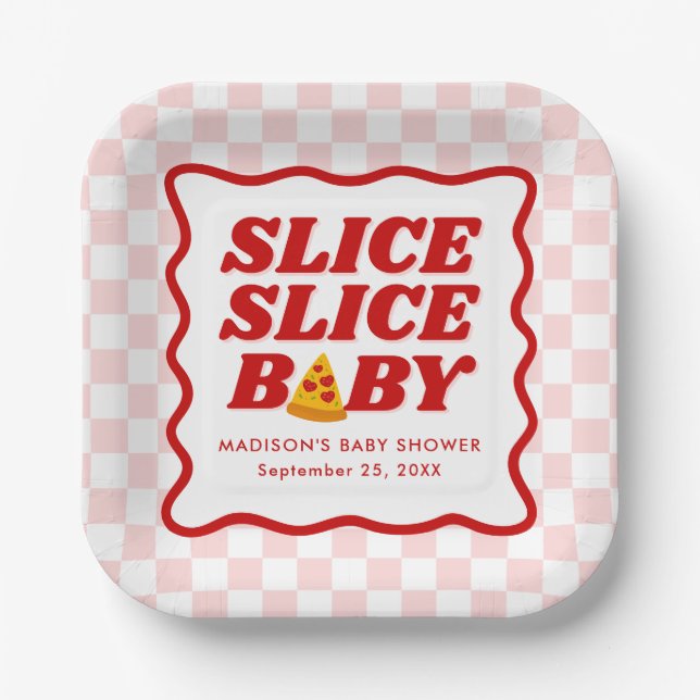 Plato De Papel Slice Slice Baby Pizza Baby Shower (Anverso)