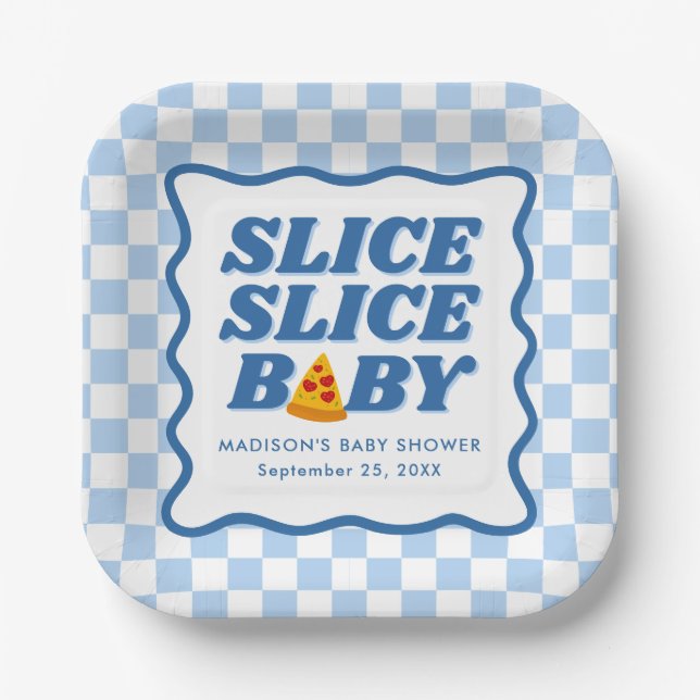Plato De Papel Slice Slice Baby Pizza Baby Shower (Anverso)