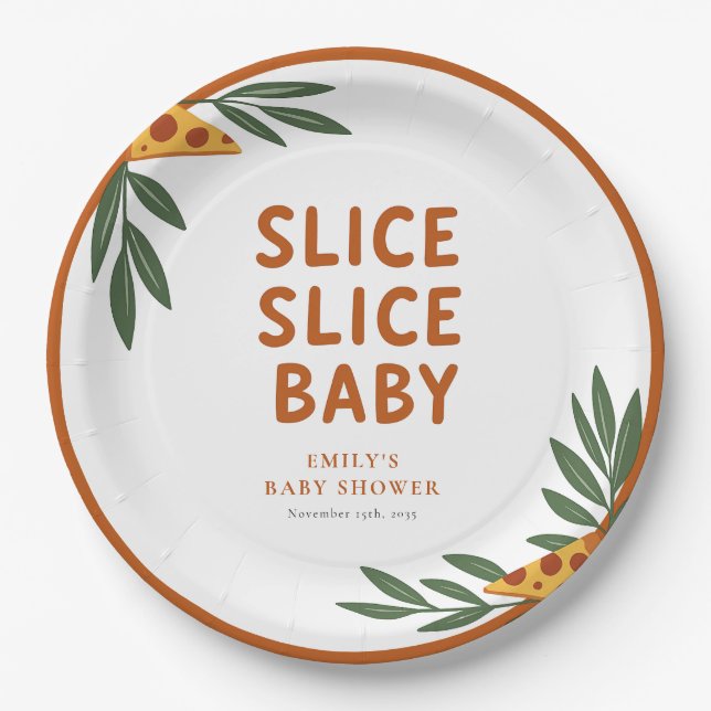 Plato De Papel Slice Slice Baby Pizza Baby Shower (Anverso)