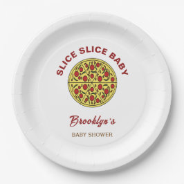 Plato De Papel Slice Slice Baby Shower género Neutral Fun Pizza