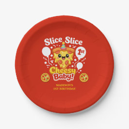 Plato De Papel Slice Slice Cheesy Baby Pizza 1st Birthday