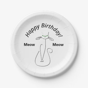 Plato De Papel Slinky Black Cat Meow Meow 3 Personalizado Textos