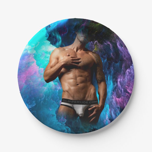 Plato De Papel SlipperyJoe hombre muscular macizo de ropa interio (Anverso)