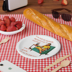 Plato De Papel SlipperyJoe socializando bebiendo fiesta vintage m